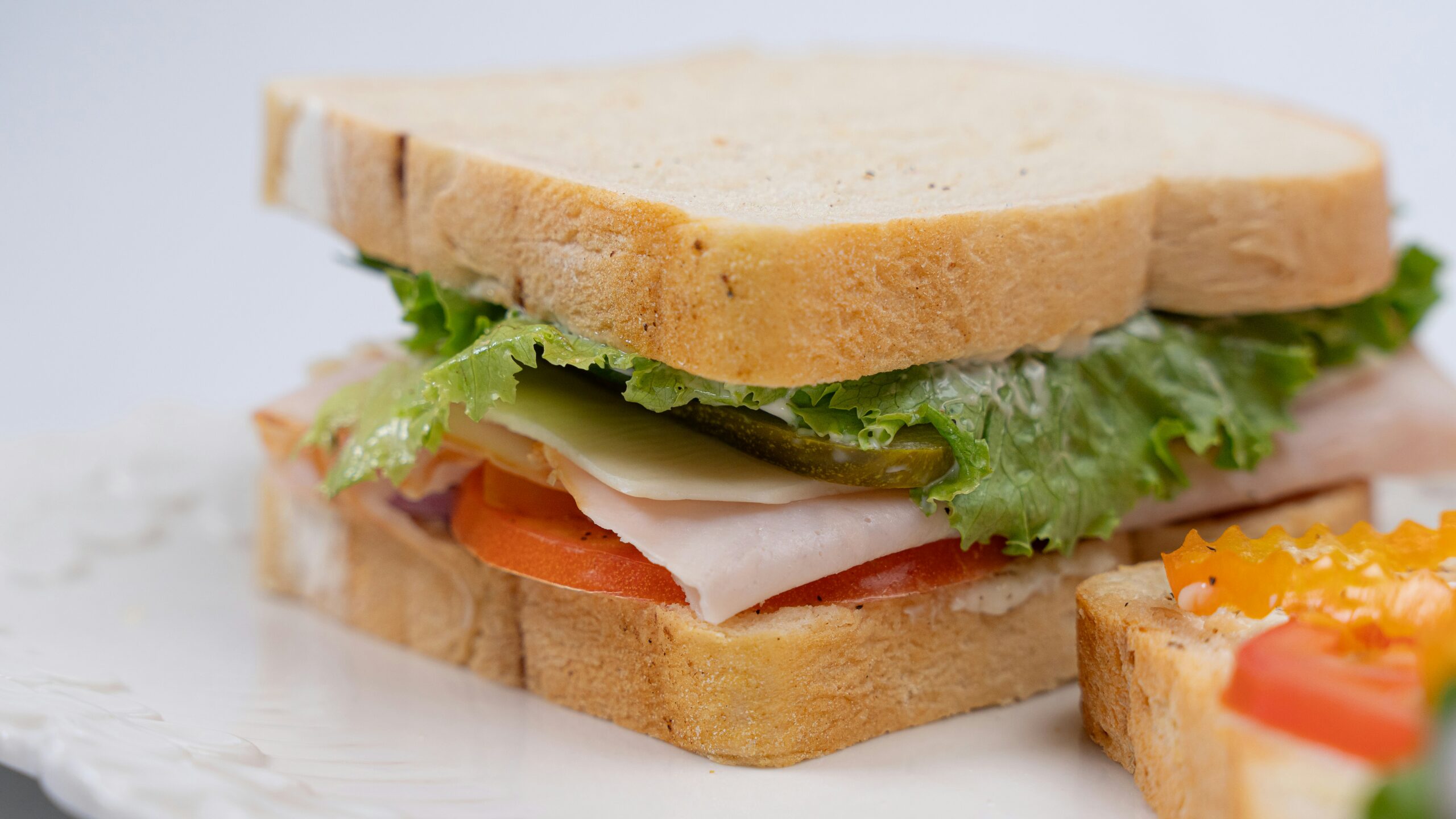 white bread sandwich with salad